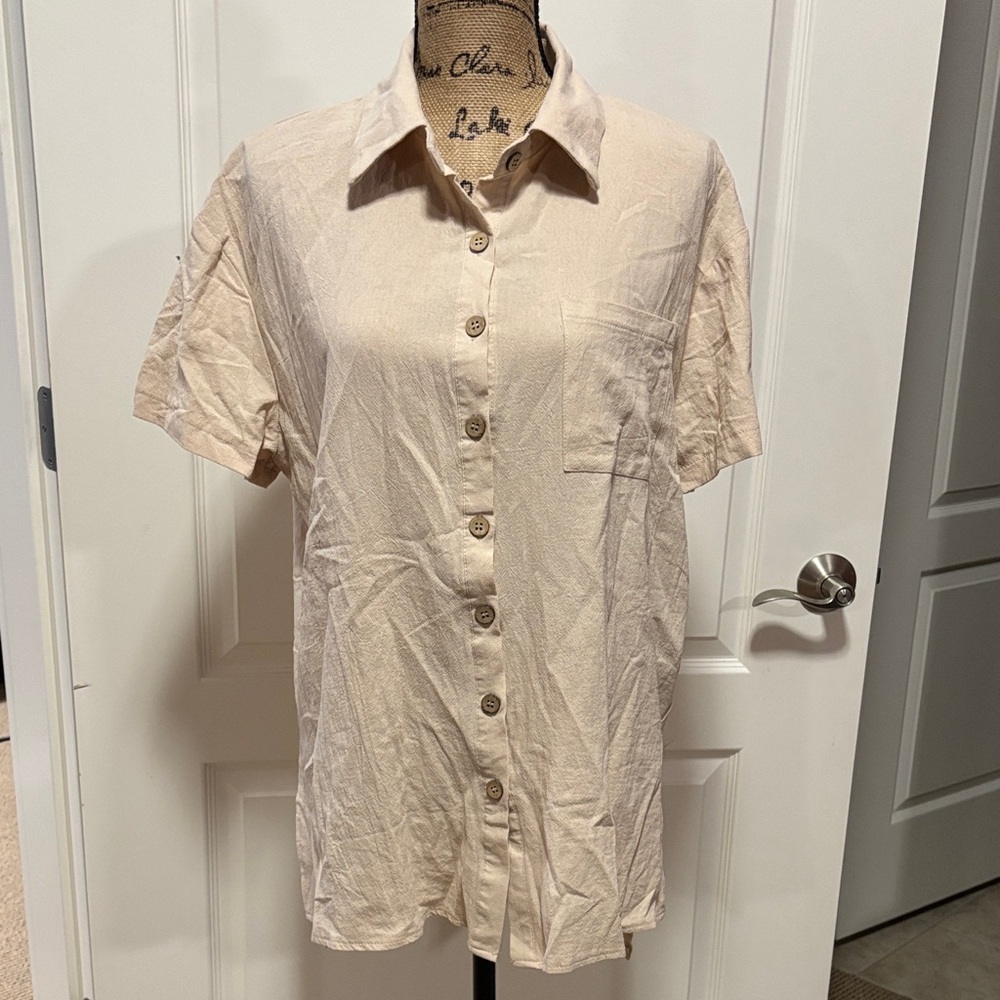 SHEIN Light Tan Short Sleeve Shirt/cover up